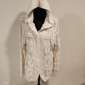 No Boundaries Cream Hooded Cardigan Size Xl
